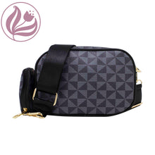Load image into Gallery viewer, Small Checkered Crossbody with Coin Pouch S1105 Black