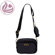 Load image into Gallery viewer, Small Checkered Crossbody with Coin Pouch S1105 Black