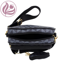 Load image into Gallery viewer, Small Checkered Crossbody with Coin Pouch S1105 Black
