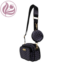 Load image into Gallery viewer, Small Checkered Crossbody with Coin Pouch S1105 Black