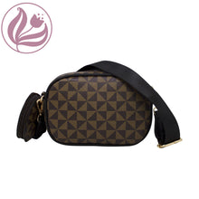 Load image into Gallery viewer, Small Checkered Crossbody with Coin Pouch S1105 Brown