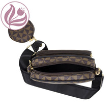 Load image into Gallery viewer, Small Checkered Crossbody with Coin Pouch S1105 Brown