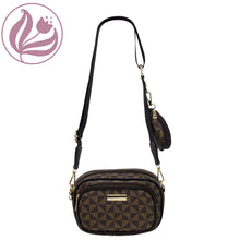 Load image into Gallery viewer, Small Checkered Crossbody with Coin Pouch S1105 Brown