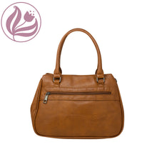 Load image into Gallery viewer, Top Handle Faux Leather Tan Pocketed Handbag