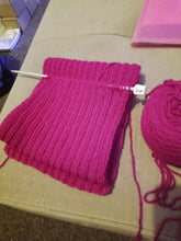 Load image into Gallery viewer, DK Acrylic 2 x 2 Rib Hand Knitted Scarf - Raspberry Pink
