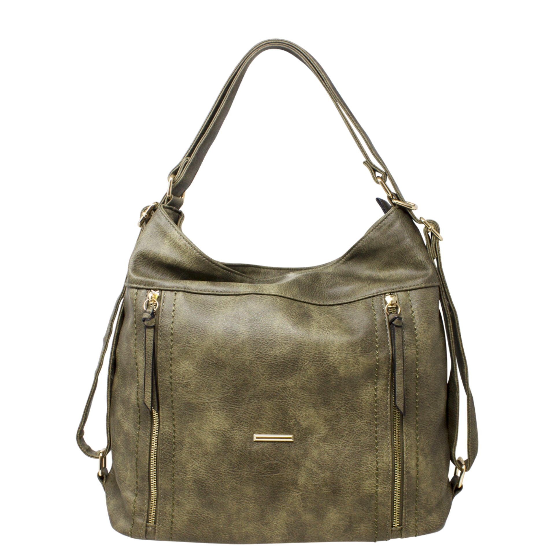 Zipped Details Tote - Olive Green